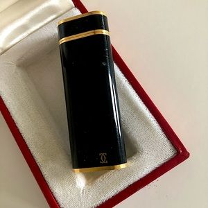 Vintage Cartier Gas lighter Navy Laquer golden band  New. In its own box .